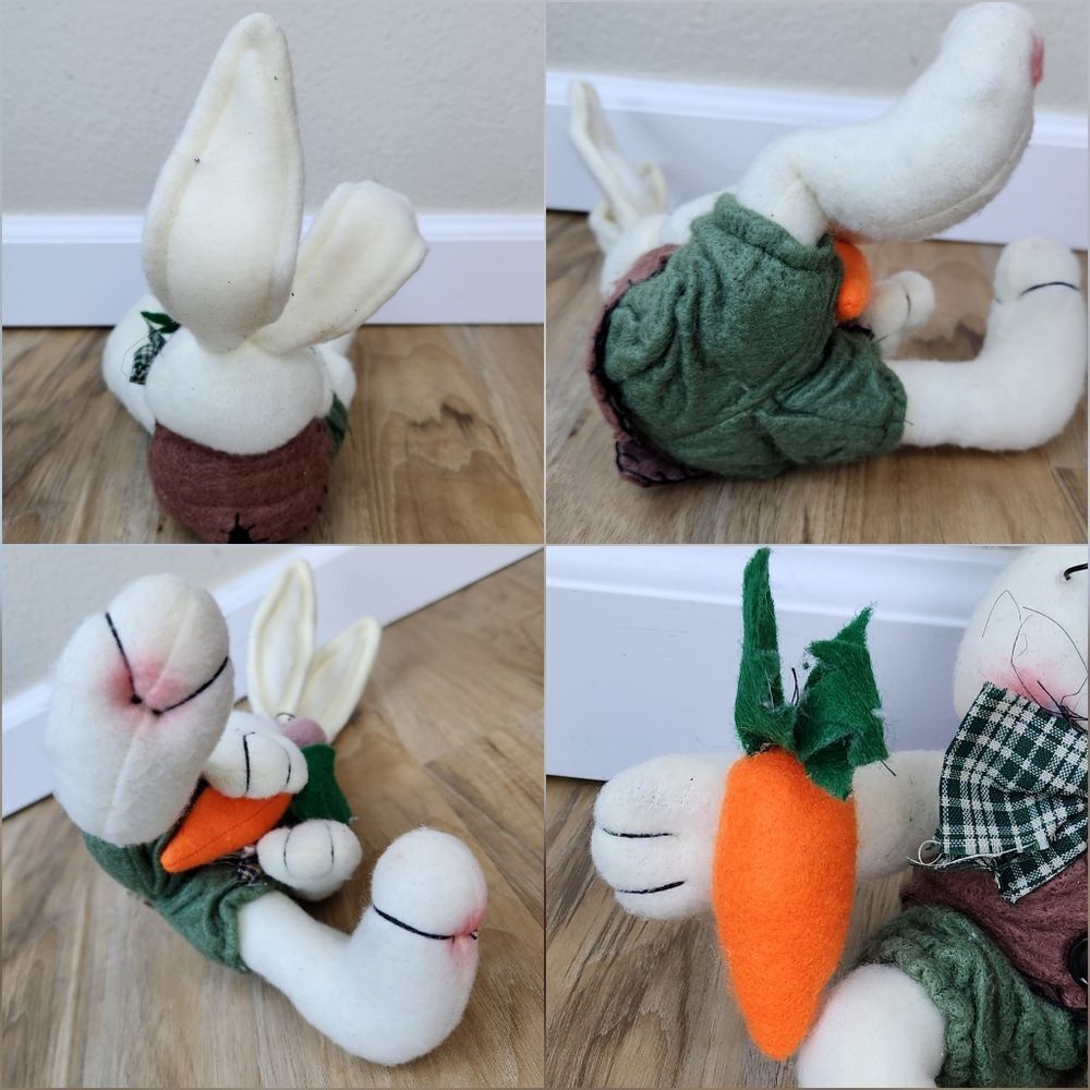 🎵Rustic Posable Shelf Sitter Bunny & Carrot - Picture 10 of 12